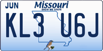 MO license plate KL3U6J