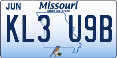 MO license plate KL3U9B