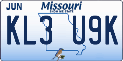 MO license plate KL3U9K