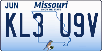 MO license plate KL3U9V