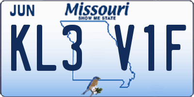 MO license plate KL3V1F