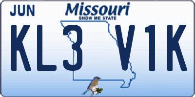 MO license plate KL3V1K