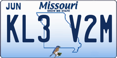 MO license plate KL3V2M