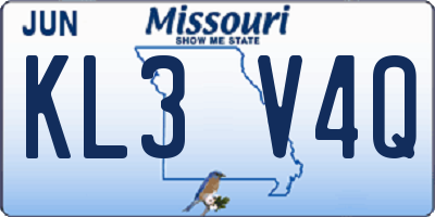 MO license plate KL3V4Q