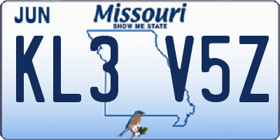 MO license plate KL3V5Z