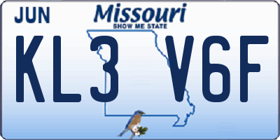 MO license plate KL3V6F