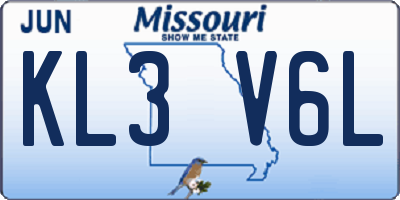 MO license plate KL3V6L