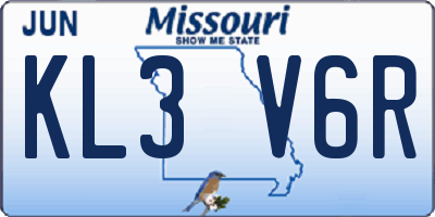 MO license plate KL3V6R