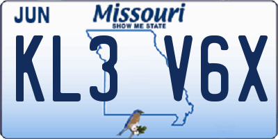 MO license plate KL3V6X