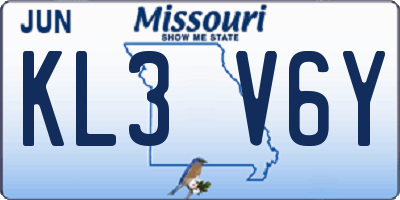 MO license plate KL3V6Y