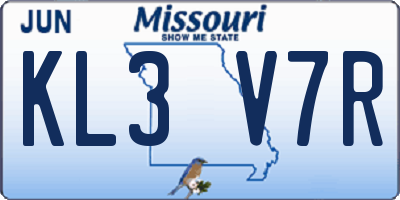 MO license plate KL3V7R