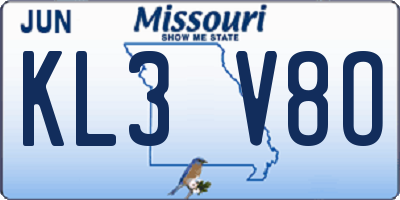MO license plate KL3V8O