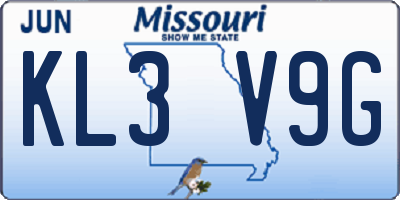 MO license plate KL3V9G