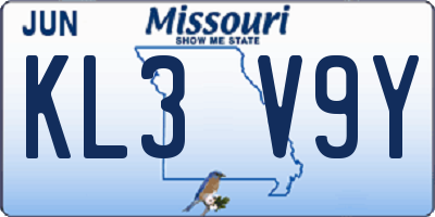 MO license plate KL3V9Y
