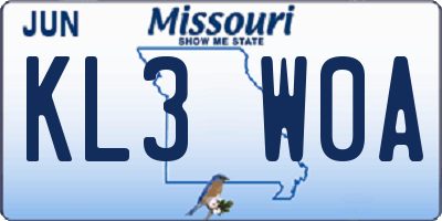 MO license plate KL3W0A