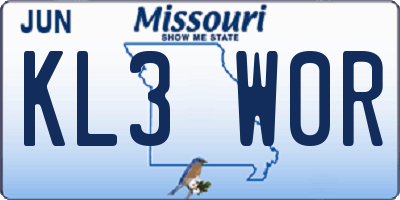 MO license plate KL3W0R