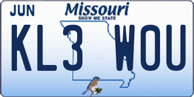 MO license plate KL3W0U