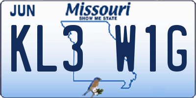 MO license plate KL3W1G