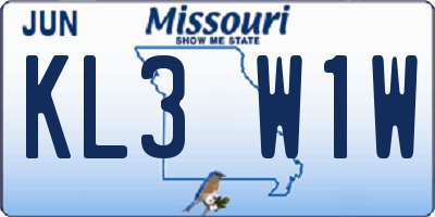 MO license plate KL3W1W
