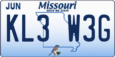 MO license plate KL3W3G
