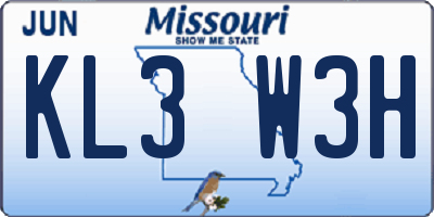 MO license plate KL3W3H