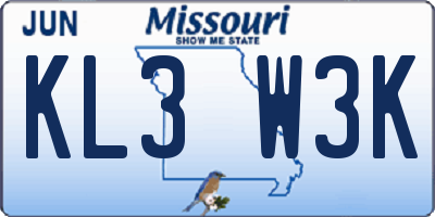 MO license plate KL3W3K
