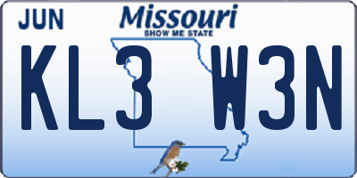 MO license plate KL3W3N