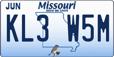 MO license plate KL3W5M