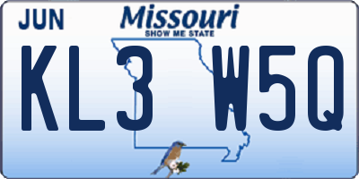 MO license plate KL3W5Q