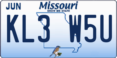 MO license plate KL3W5U
