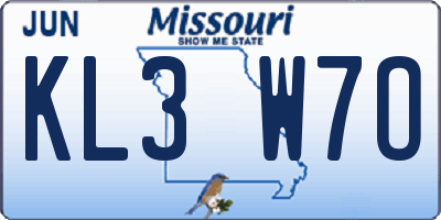 MO license plate KL3W7O