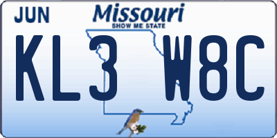 MO license plate KL3W8C