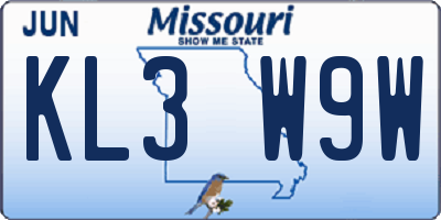 MO license plate KL3W9W