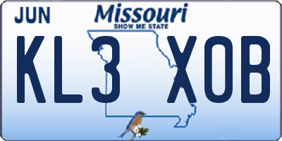 MO license plate KL3X0B