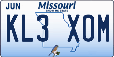 MO license plate KL3X0M