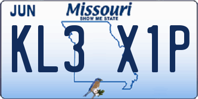 MO license plate KL3X1P