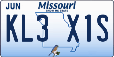 MO license plate KL3X1S