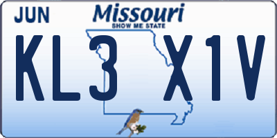 MO license plate KL3X1V