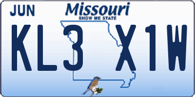 MO license plate KL3X1W