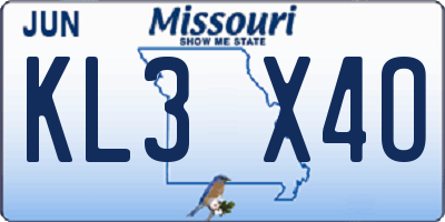MO license plate KL3X4O