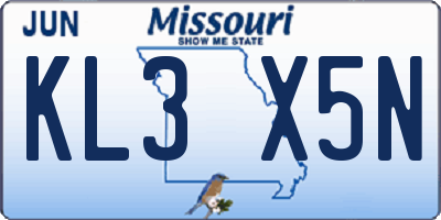 MO license plate KL3X5N