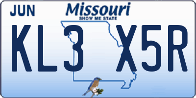 MO license plate KL3X5R