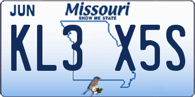 MO license plate KL3X5S