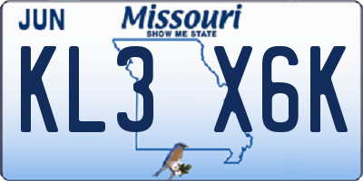 MO license plate KL3X6K
