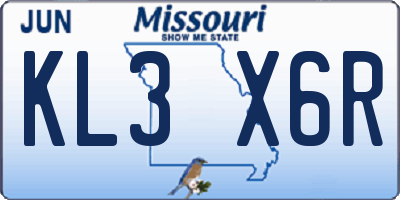 MO license plate KL3X6R