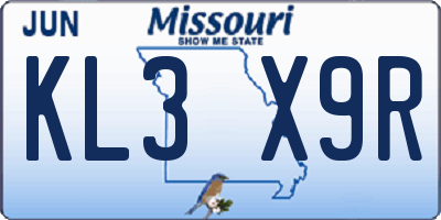 MO license plate KL3X9R