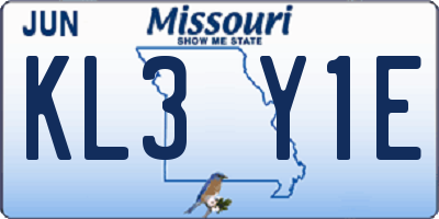 MO license plate KL3Y1E