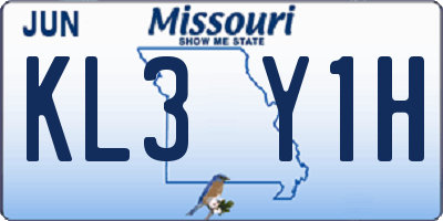 MO license plate KL3Y1H