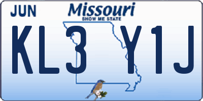 MO license plate KL3Y1J
