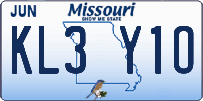 MO license plate KL3Y1O